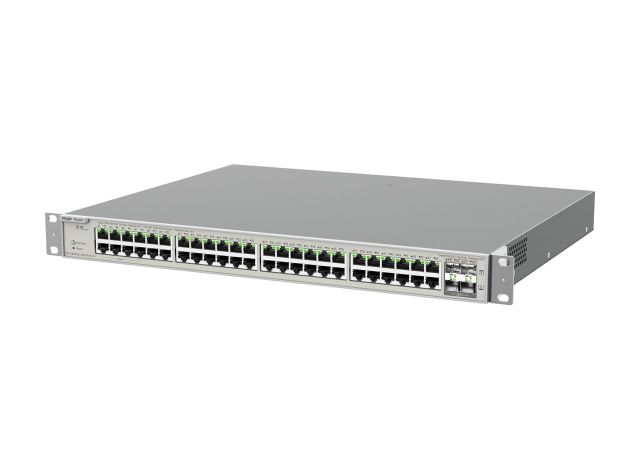 RG-NBS5200-48GT4XS-UP nhìn mặt trước từ góc phải, ảnh của Ruijie