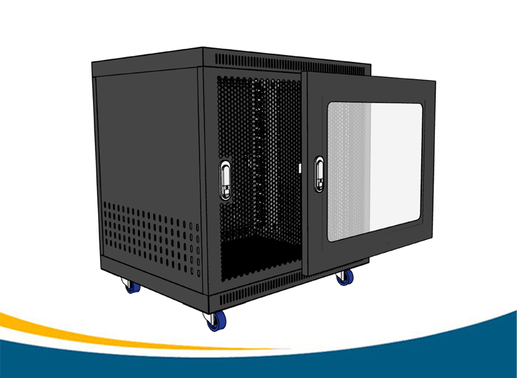 Tủ rack 12U sâu D600 màu đen cửa lưới chất lượng